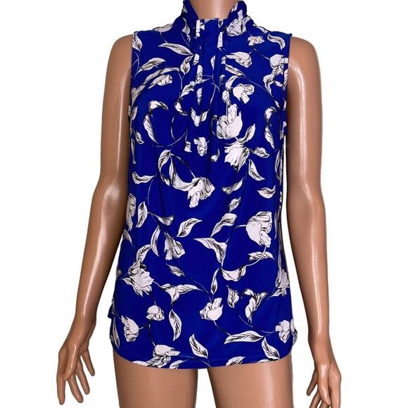 Karl Lagerfeld Paris blue & white keyhole back halter neckline with tie SZ XS - Picture 2 of 9